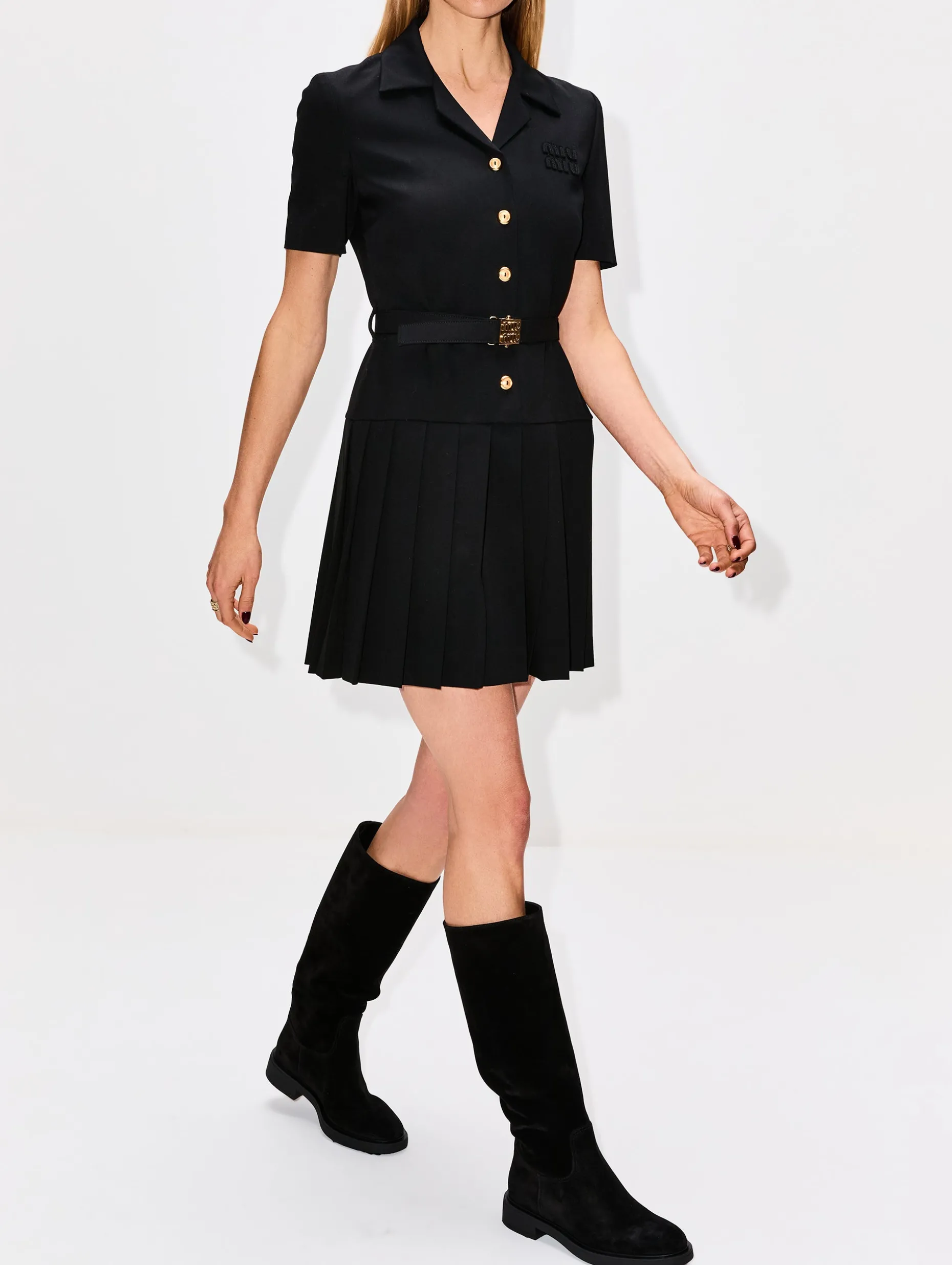 Belted Short Sleeve Dress
