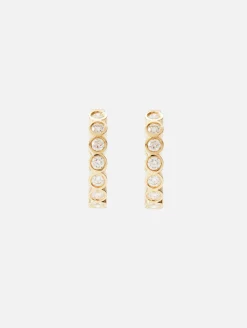 Bezel Diamond Hoops