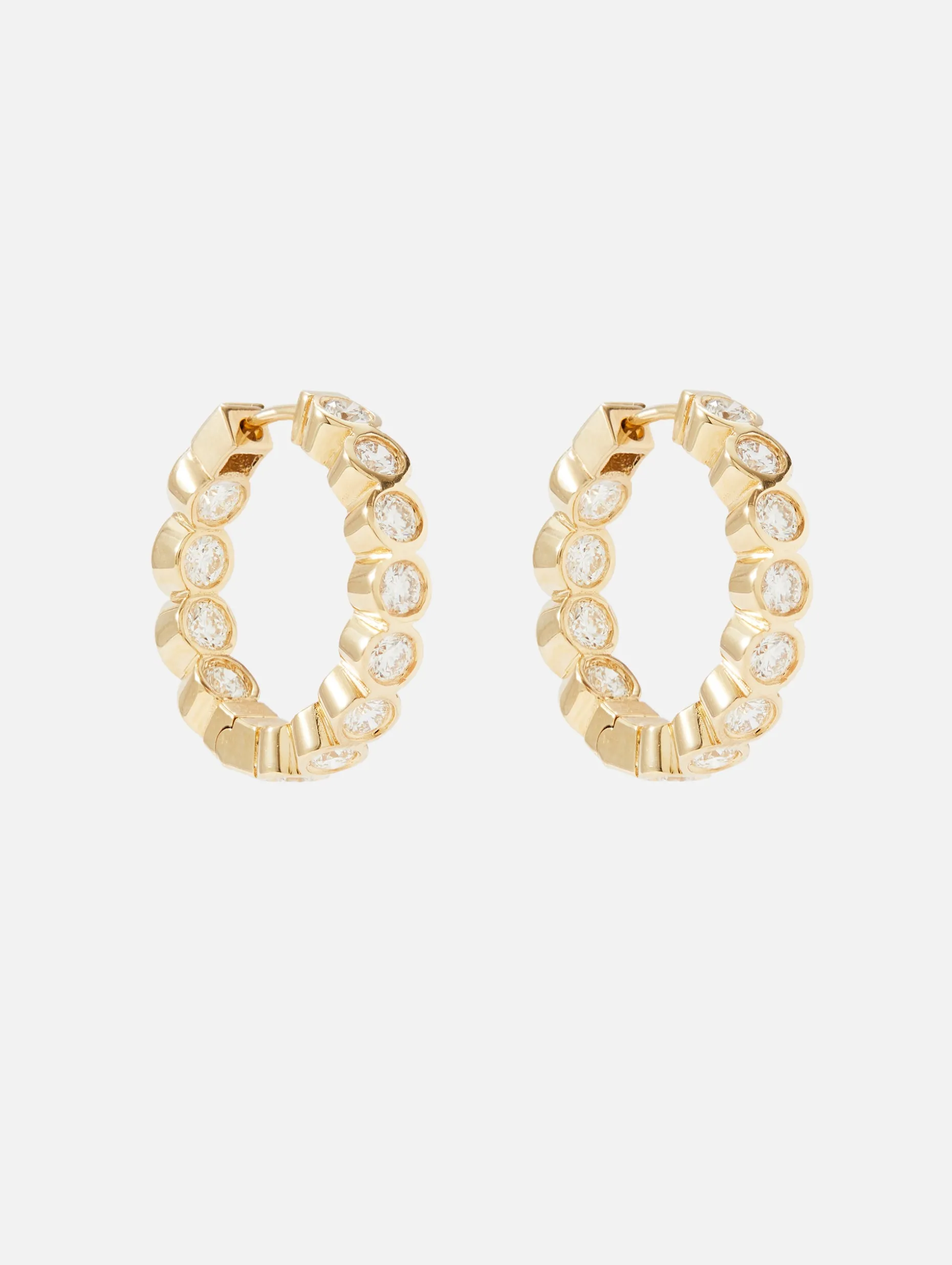 Bezel Diamond Hoops