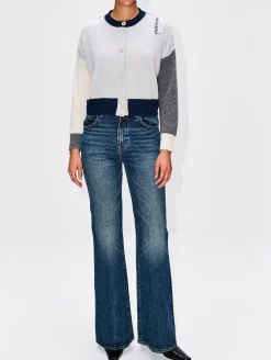 Button Up Colorblock Cardigan