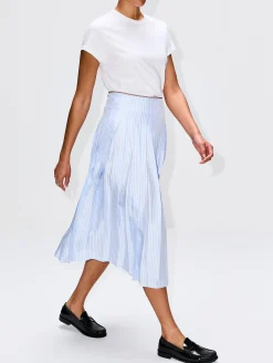 Calf Length Pleated Slip Skirt