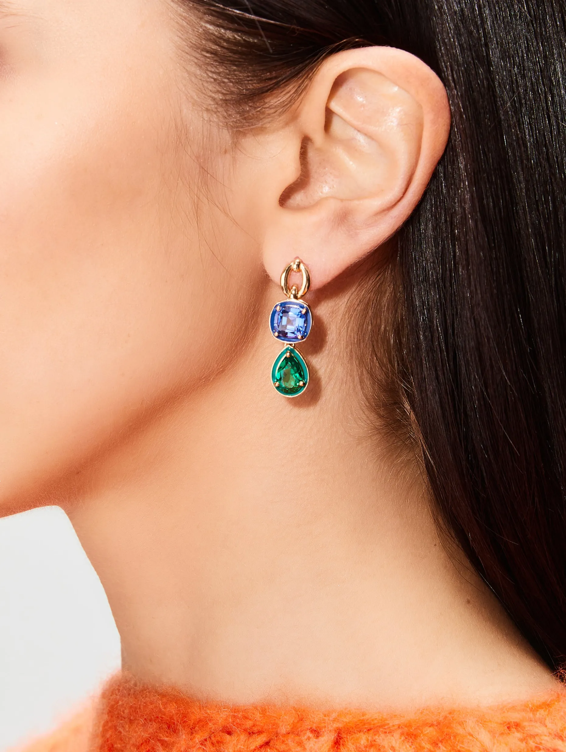 Catena Double Stone And Enamel Earrings