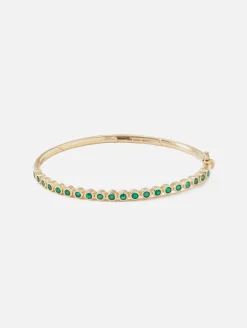Classic Bezel Set Emerald Bangle