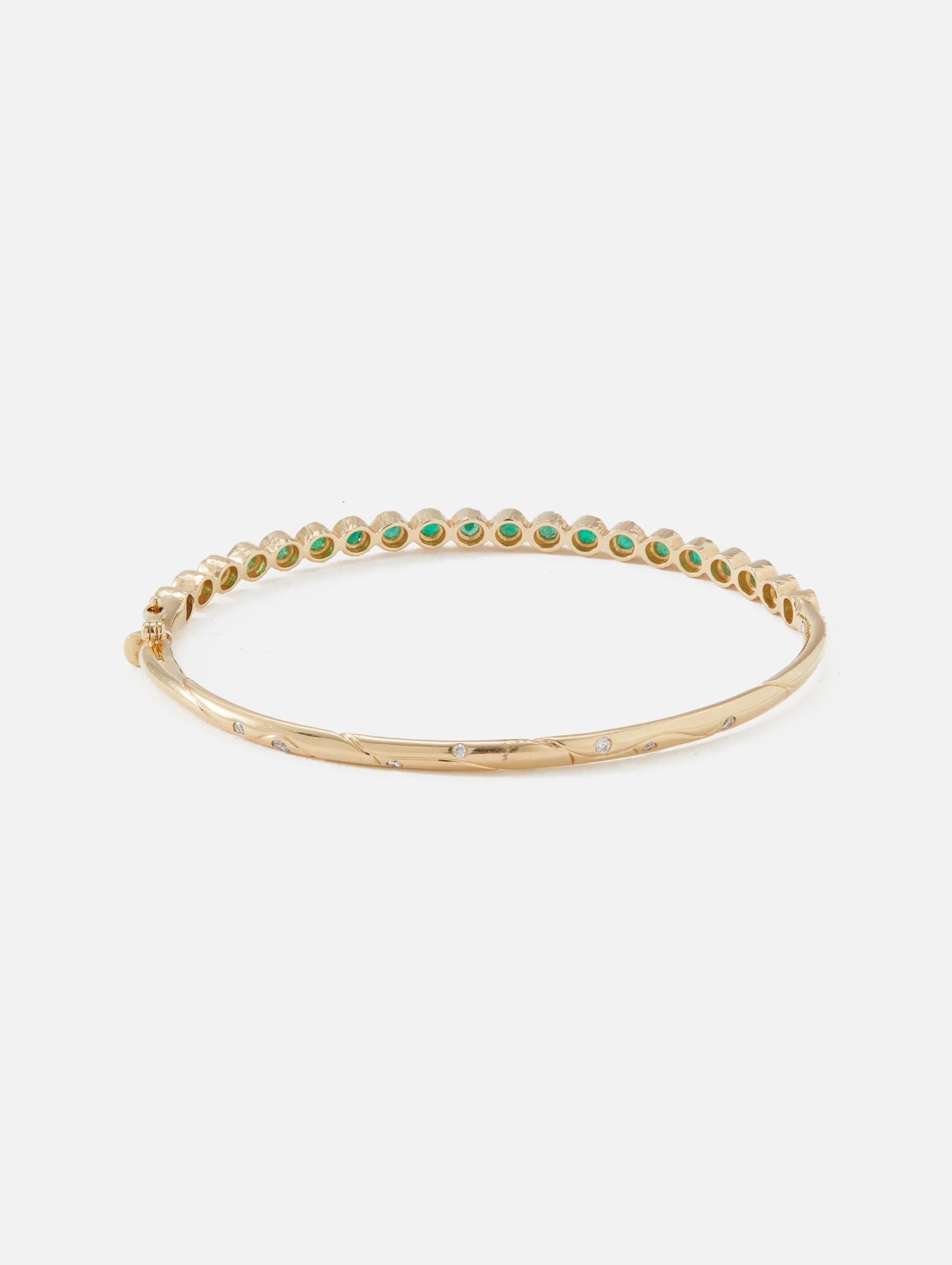 Classic Bezel Set Emerald Bangle