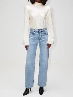 Crepe Satin Turtleneck