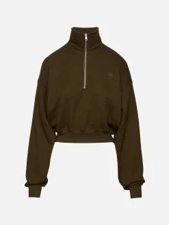Cropped Half-Zip Sweatshirt
