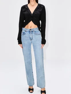 Cropped Long Sleeve Blouse