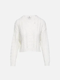 Cropped Relaxed Cable Sweater