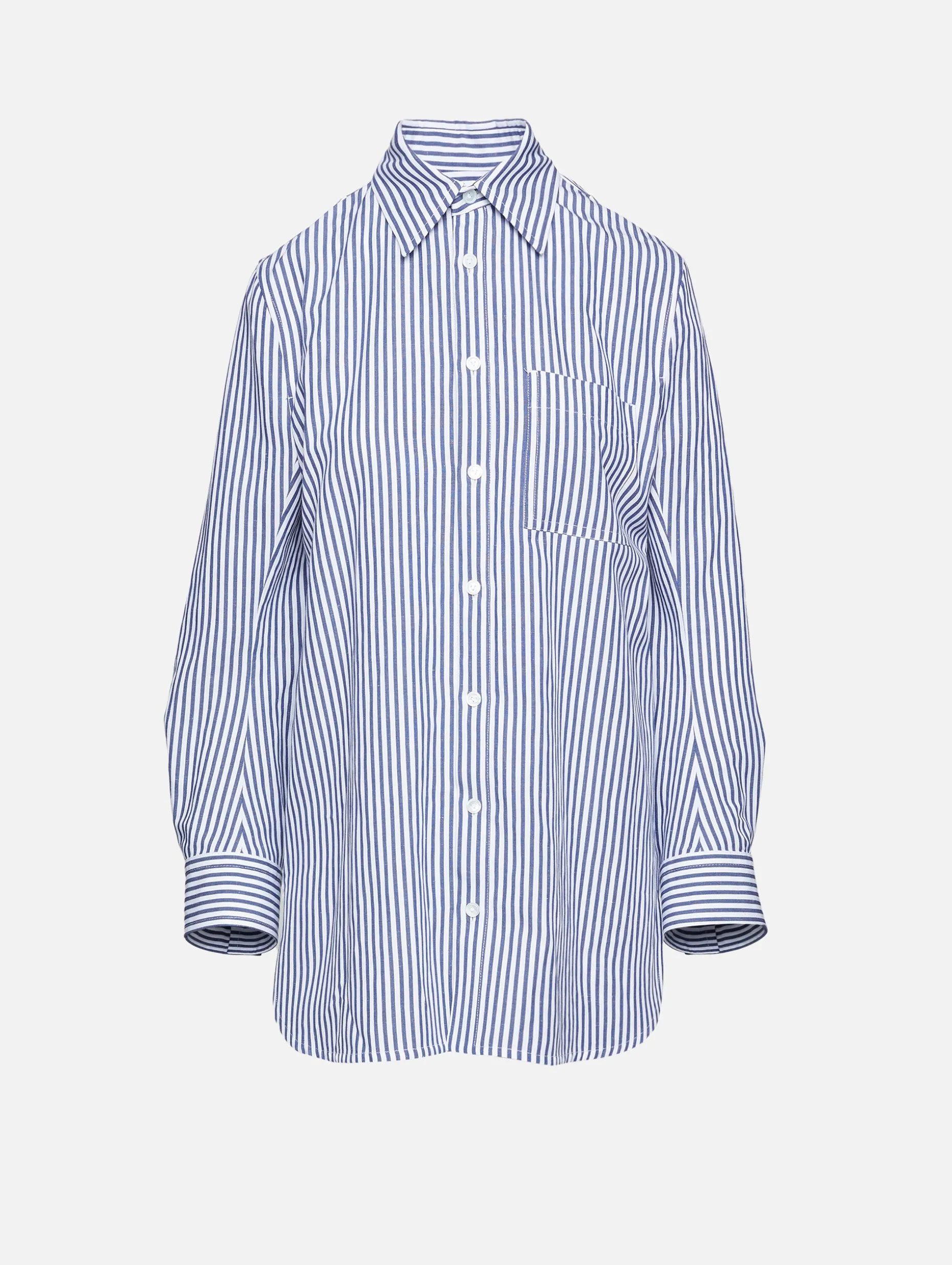 Curved Shape Cotton Linen Shirt
