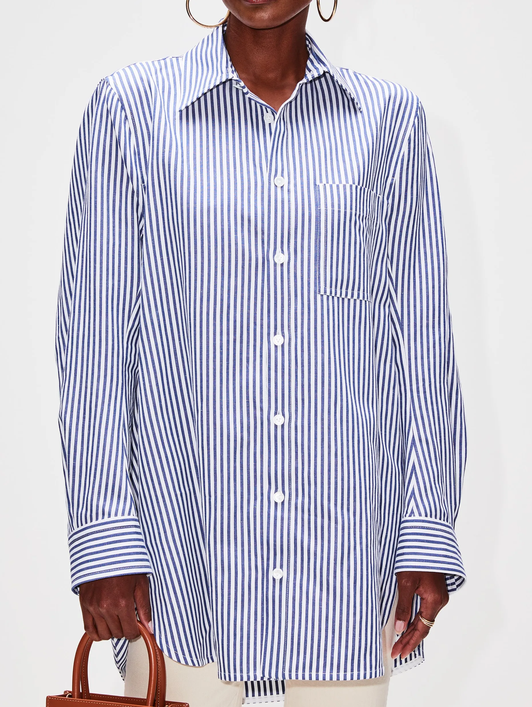 Curved Shape Cotton Linen Shirt