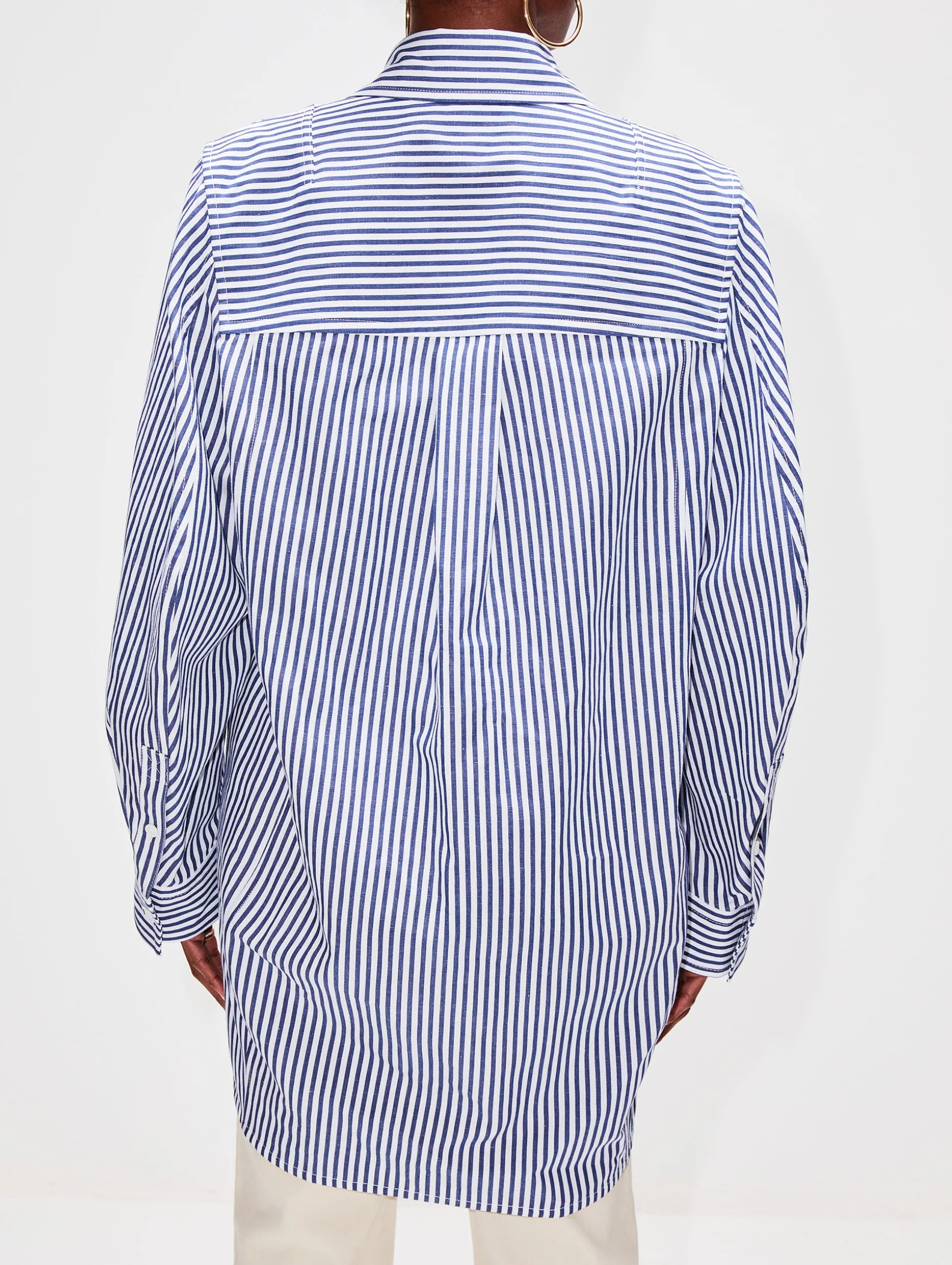 Curved Shape Cotton Linen Shirt