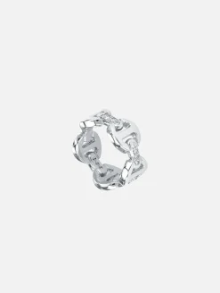Dame Classic Tri Link Ring With Diamond Bridges
