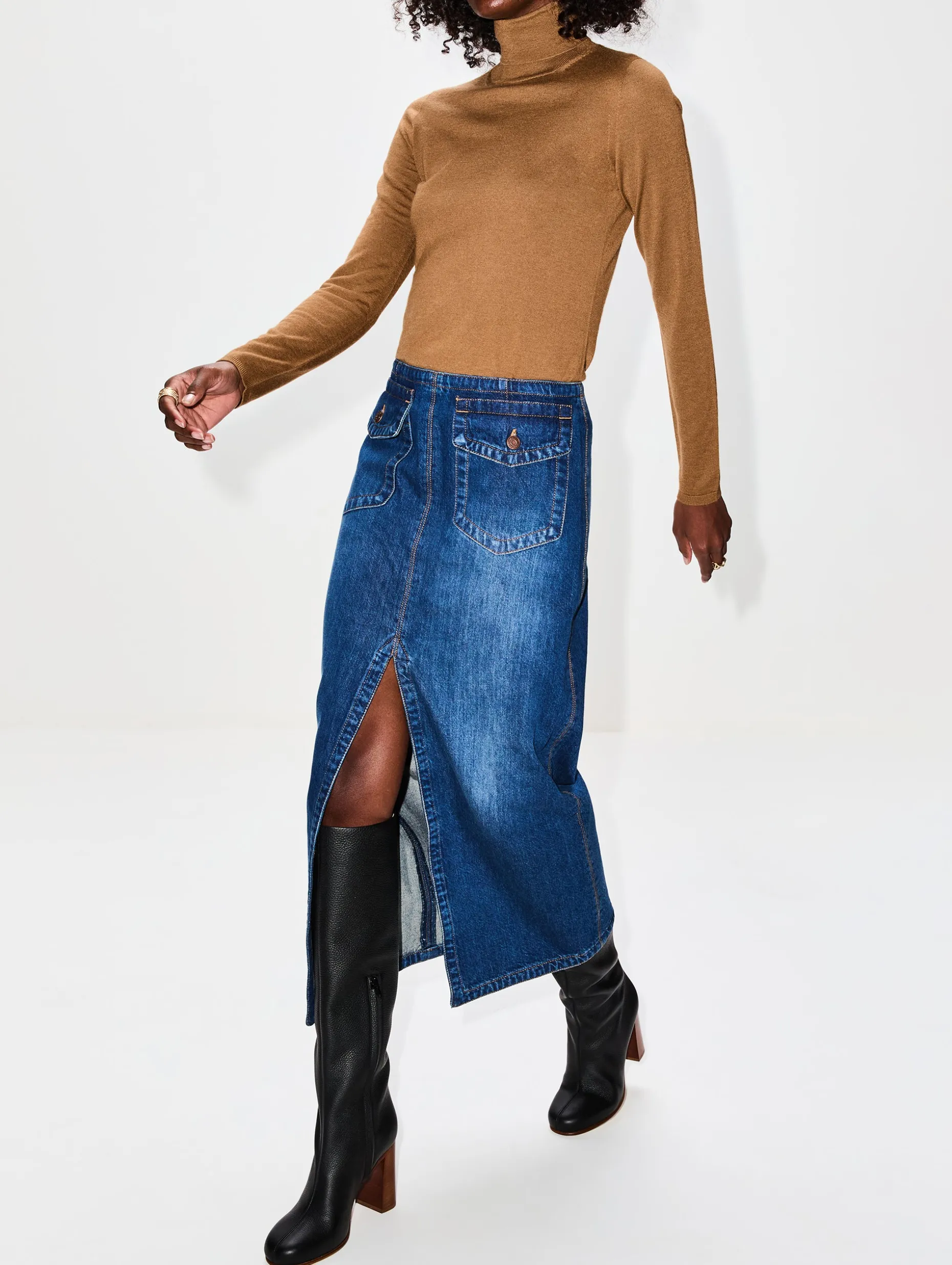 Denim Midi Skirt