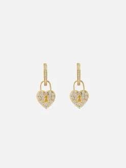 Diamond Heart Lock Earrings