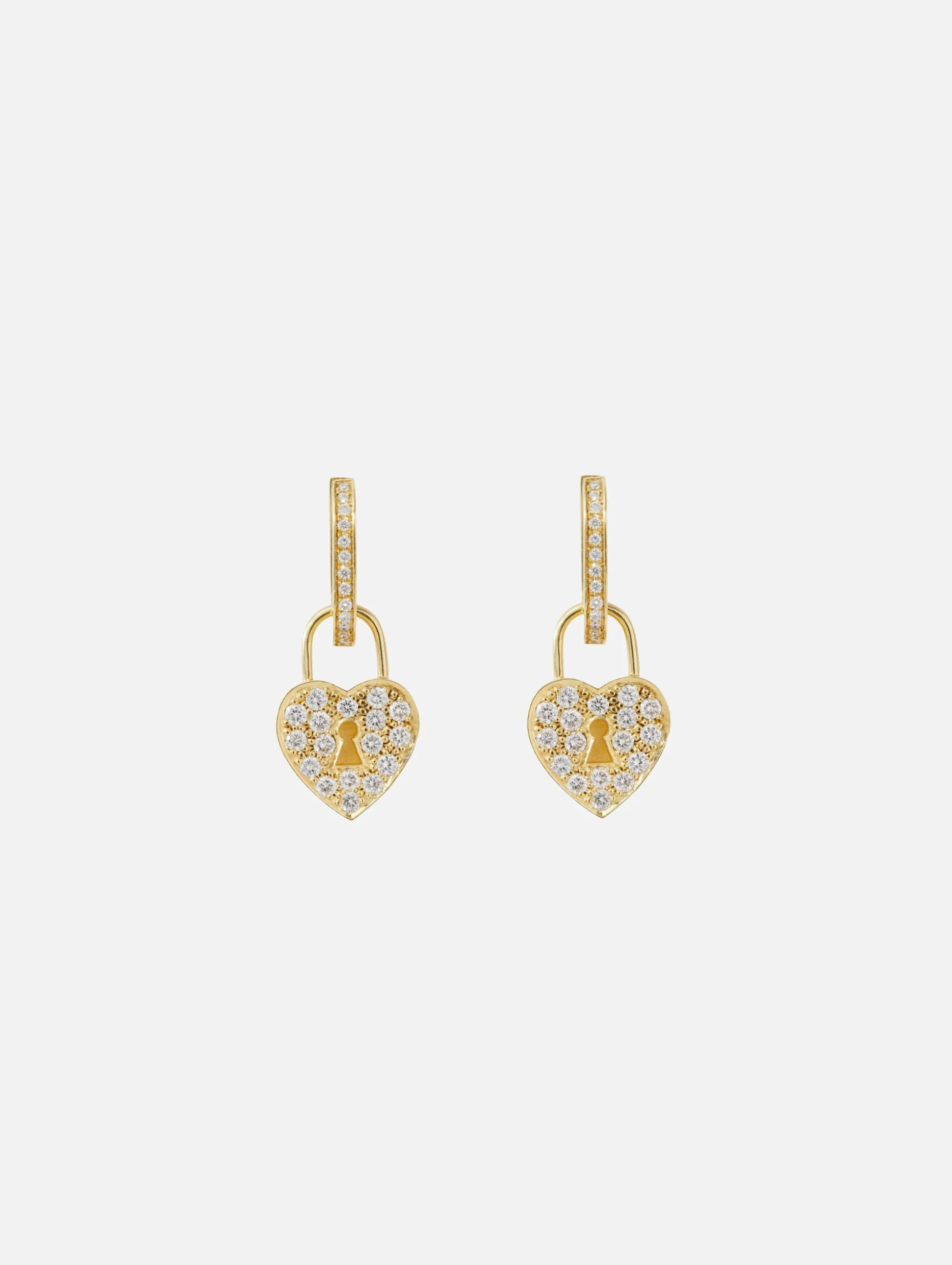 Diamond Heart Lock Earrings