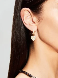 Diamond Heart Lock Earrings