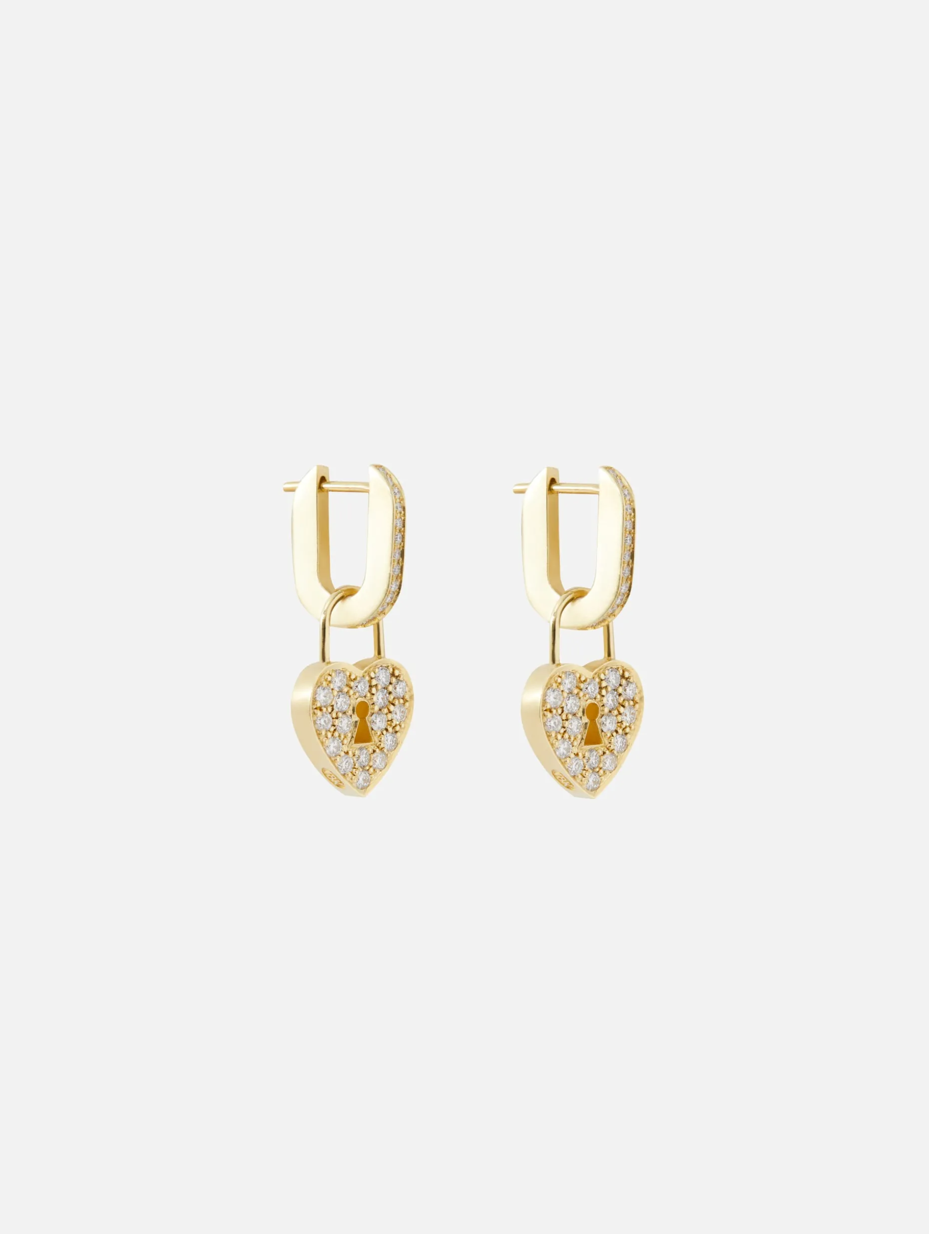 Diamond Heart Lock Earrings