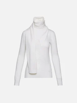 Draped Scarf Knit Sweater