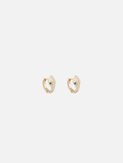 Emerald Eyes Pavé Diamond Snake Mini Hoop