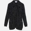 Eyelash Tweed Neck Tie Cardigan