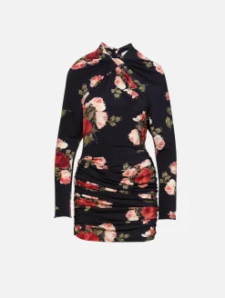 Floral Draped Mini Dress