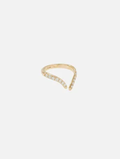 French Pave Diamond Tusk Ring