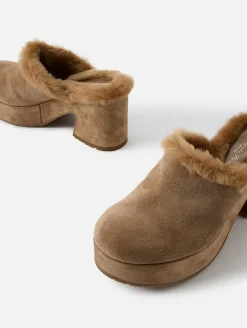 Fuzzy Heeled Mule