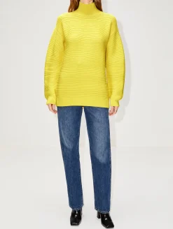Garter Stitch Turtleneck Sweater