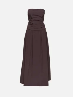 Gathered Strapless Tie Back Dress