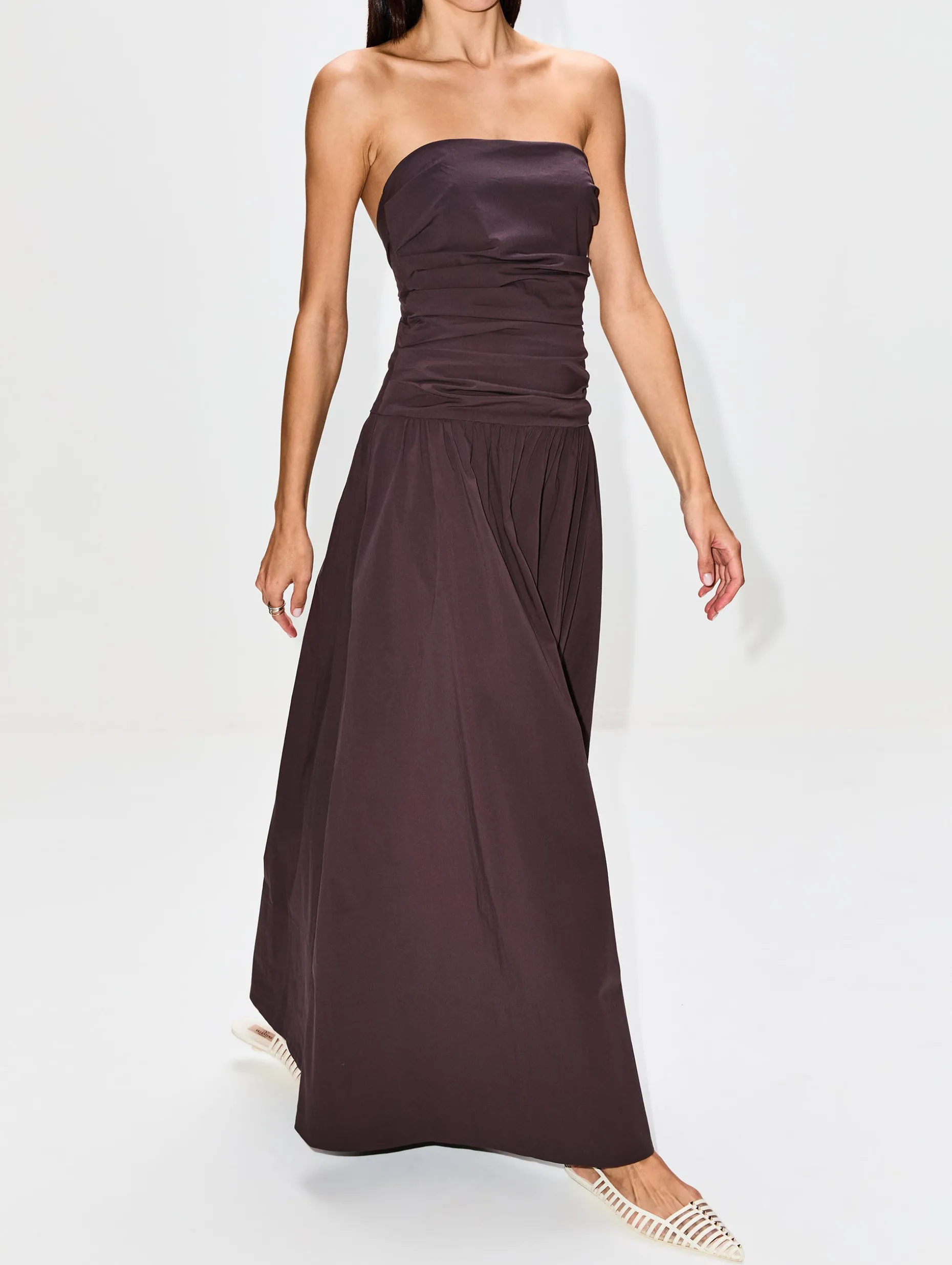 Gathered Strapless Tie Back Dress