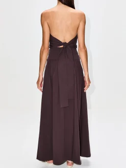 Gathered Strapless Tie Back Dress