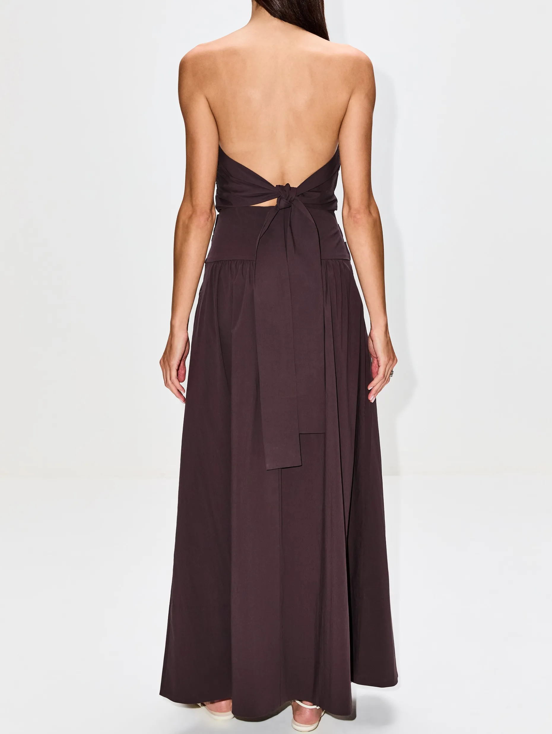 Gathered Strapless Tie Back Dress