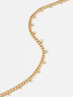 Graduated Prong Diamonds Medium Curb Chain Necklace