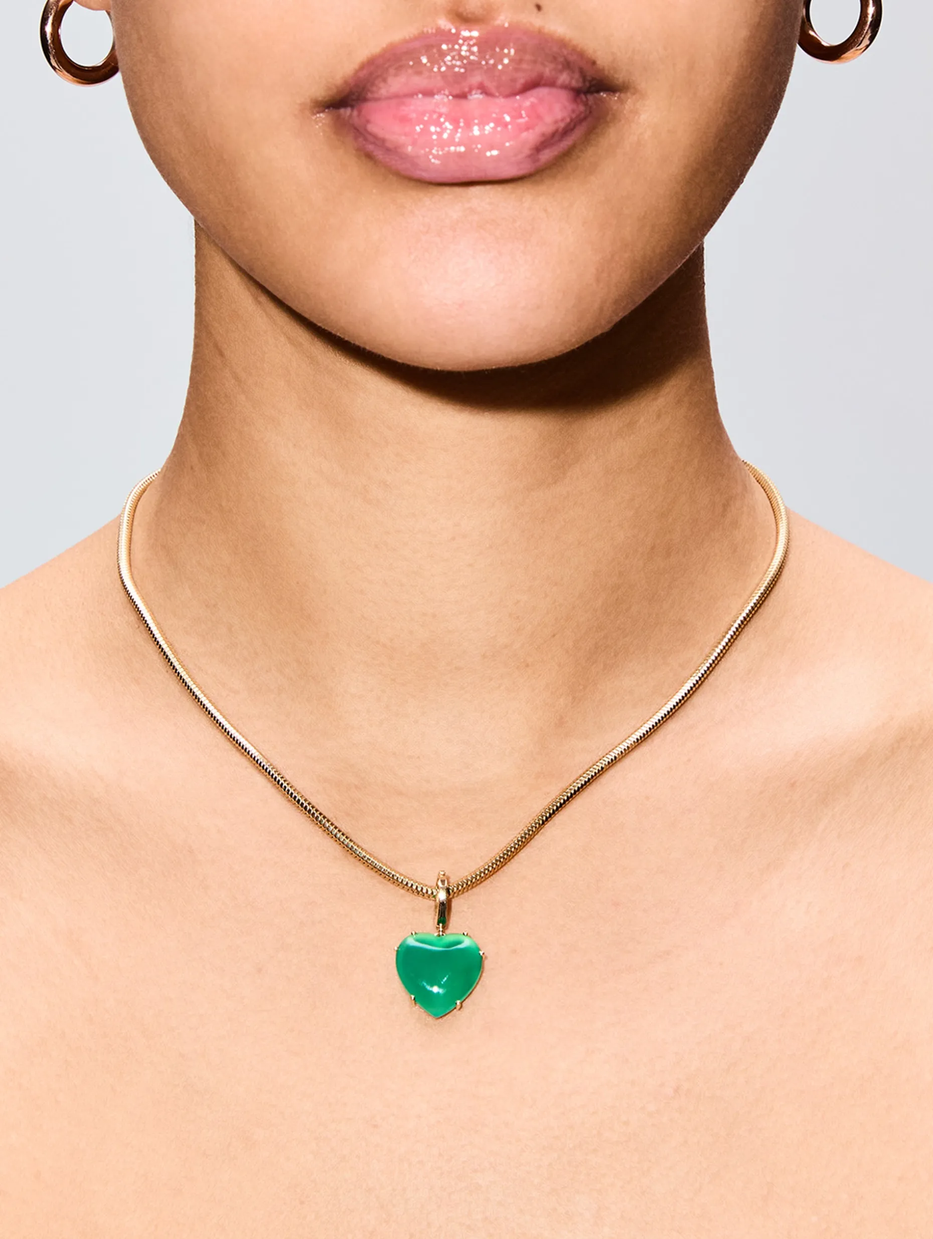Green Quartz Heart Charm
