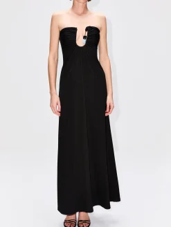 Helix Crystal Ribbed Strapless Dress