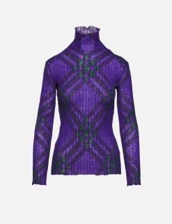 High Neck Check Sweater