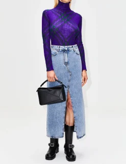 High Neck Check Sweater