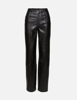 High Waist Loose Leather Pant