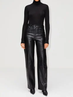 High Waist Loose Leather Pant