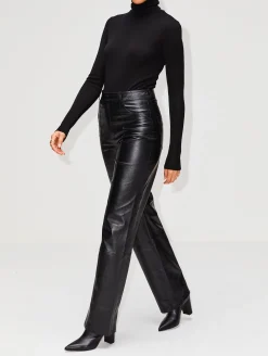 High Waist Loose Leather Pant