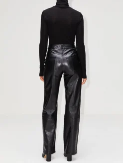 High Waist Loose Leather Pant