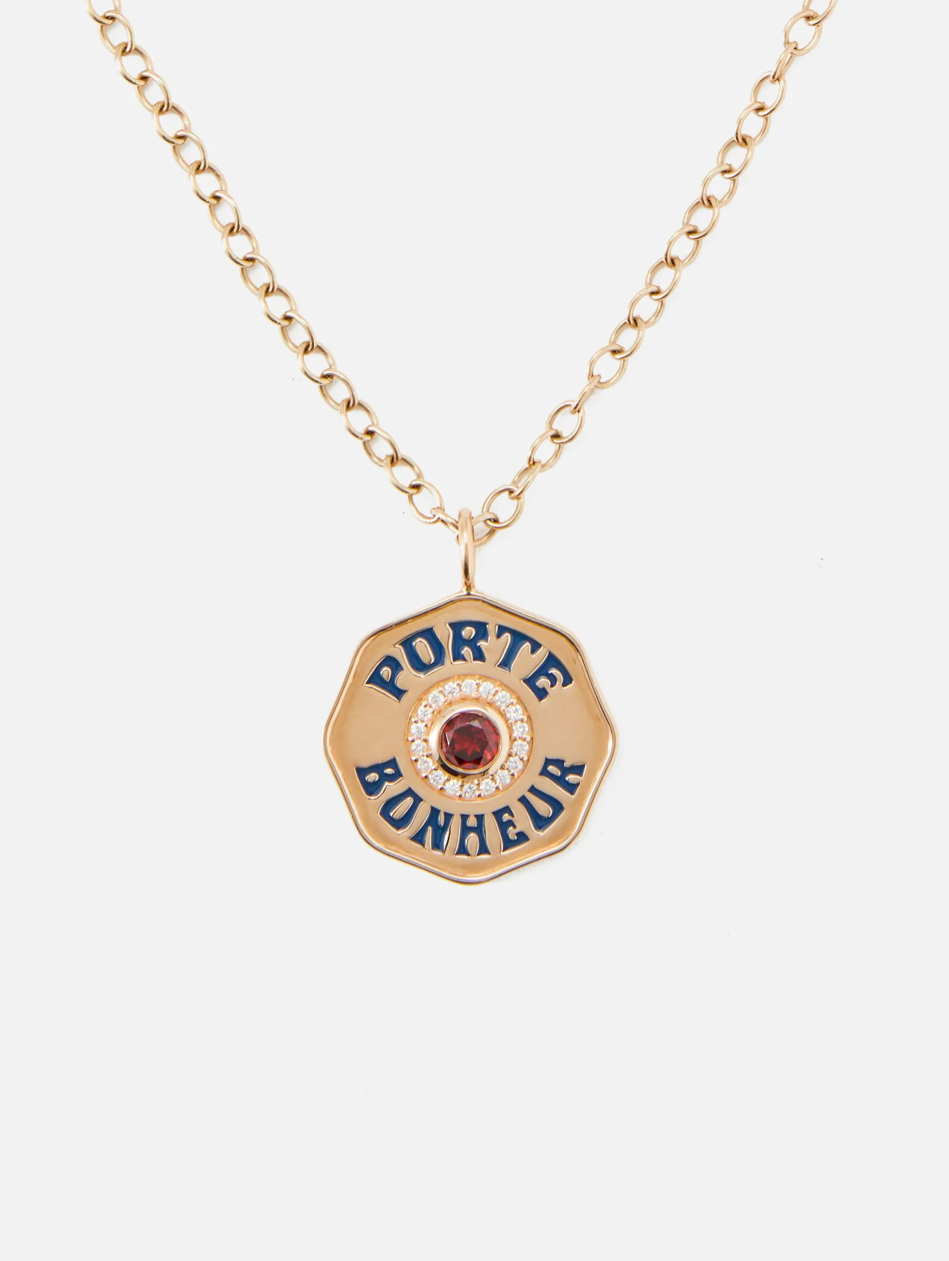 Large Garnet Porte Bonheur Necklace