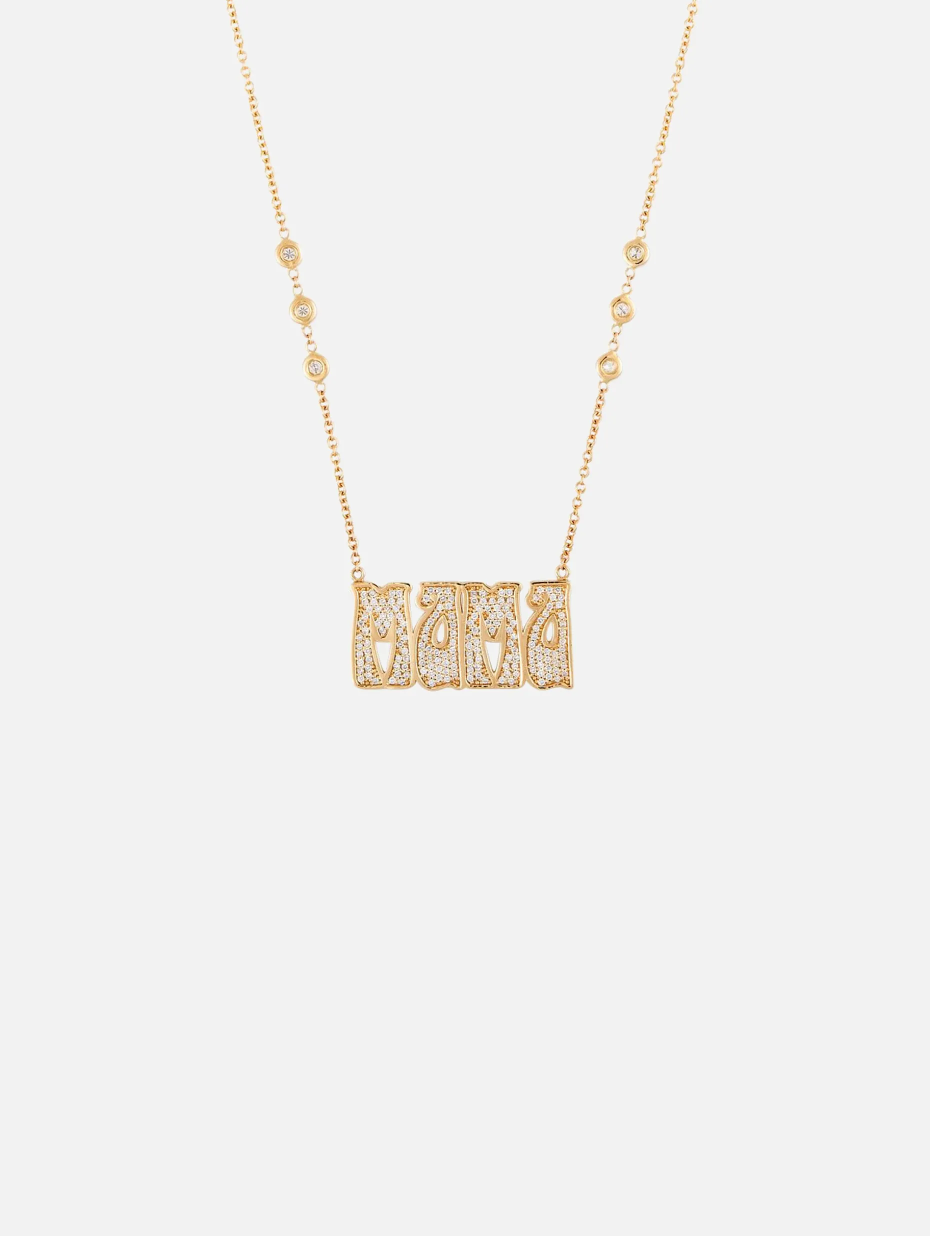 Large Pavé Diamond 'Mama' Necklace