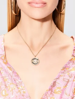 Large White Topaz Porte Bonheur Necklace