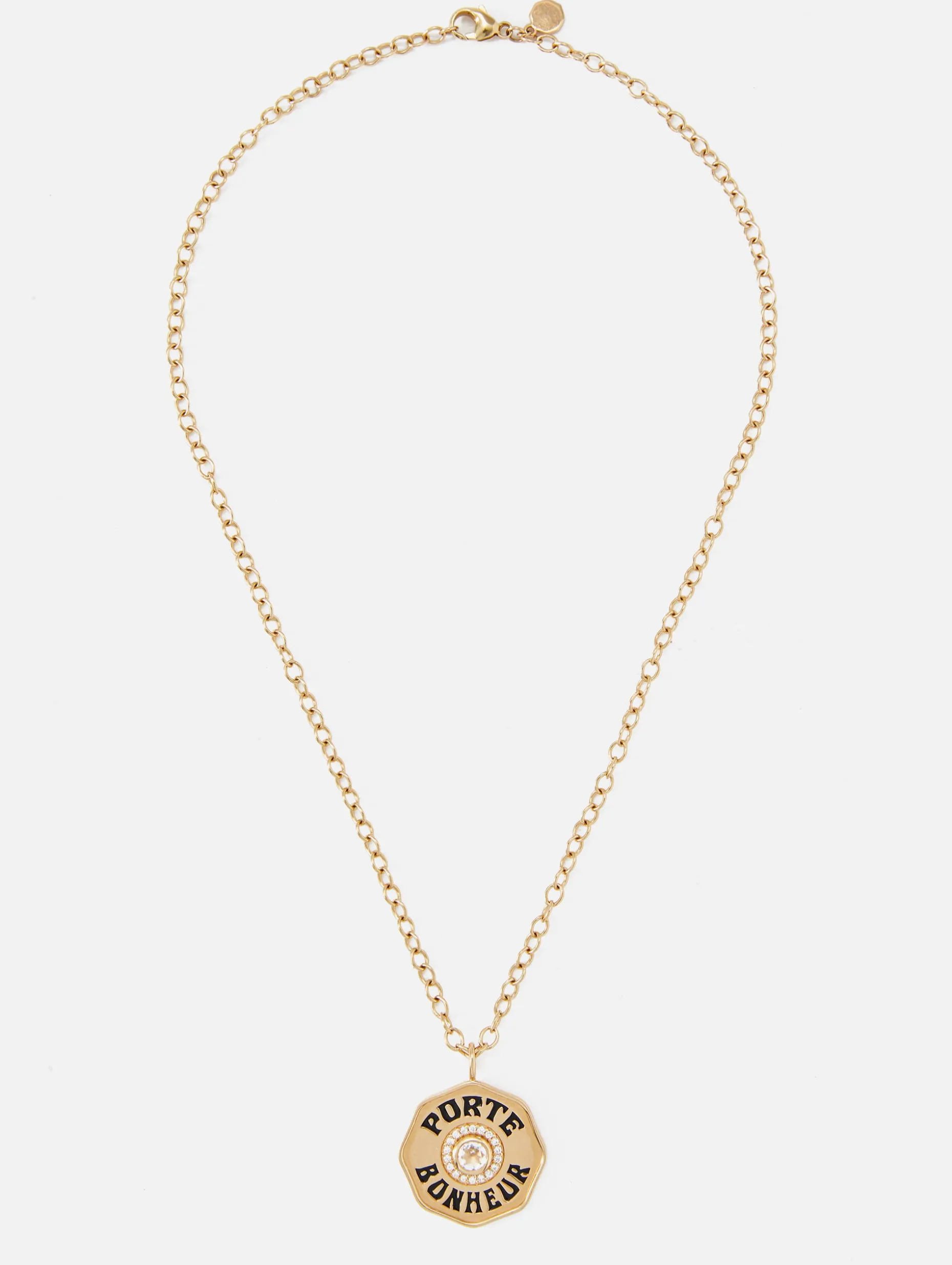 Large White Topaz Porte Bonheur Necklace