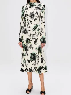 Long Sleeve Draped Midi Dress