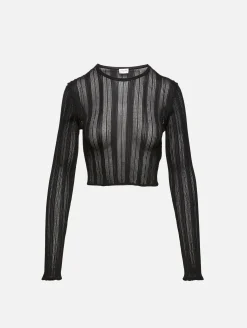 Long Sleeve Sheer Stripe Top