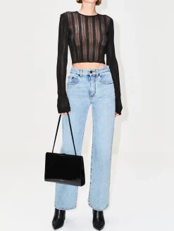 Long Sleeve Sheer Stripe Top