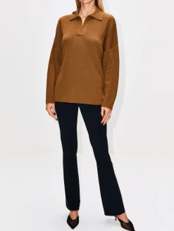 Louise Ribbed Polo Sweater