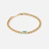 Medium Curb Chain Emerald Bezel Bracelet